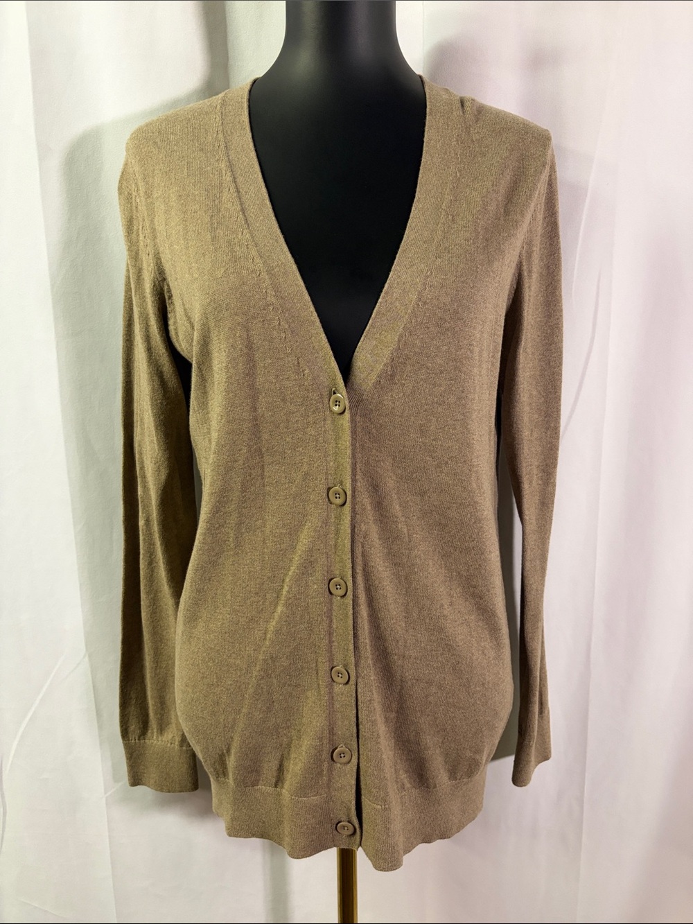 NWT Gap Mochaccino Heather Long Sleeve Button Front V-Neck Cardigan